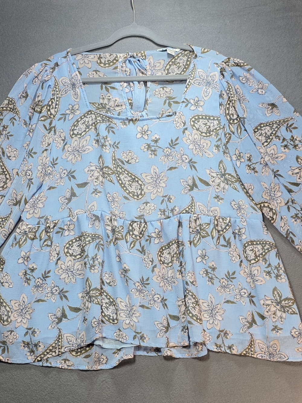 American Eagle Outfitters Blue Paisley Floral Peplum Top